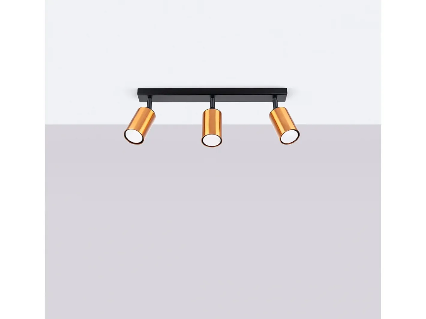 Sollux Lighting Lámparas De Techo Winx Moderno De Acero - 3 Fuentes Luminosas - L.45 X A.18,5 Cm - Negro/Cobre Negro / Dorado