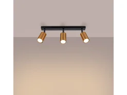 Sollux Lighting Lámparas De Techo Winx Moderno De Acero - 3 Fuentes Luminosas - L.45 X A.18,5 Cm - Negro/Cobre Negro / Dorado