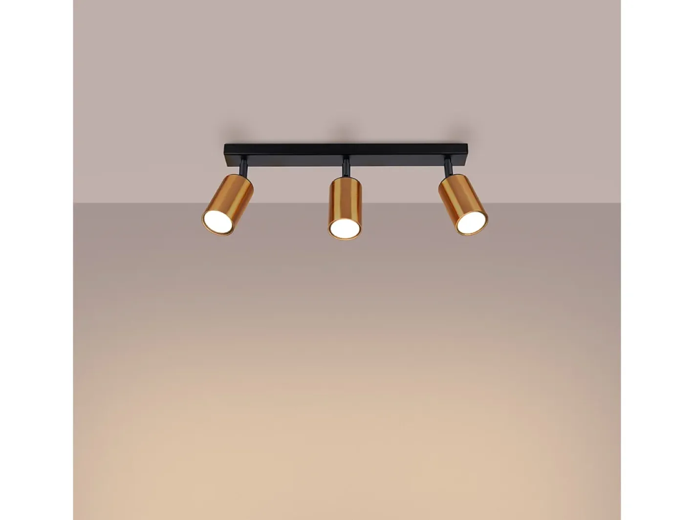 Sollux Lighting Lámparas De Techo Winx Moderno De Acero - 3 Fuentes Luminosas - L.45 X A.18,5 Cm - Negro/Cobre Negro / Dorado