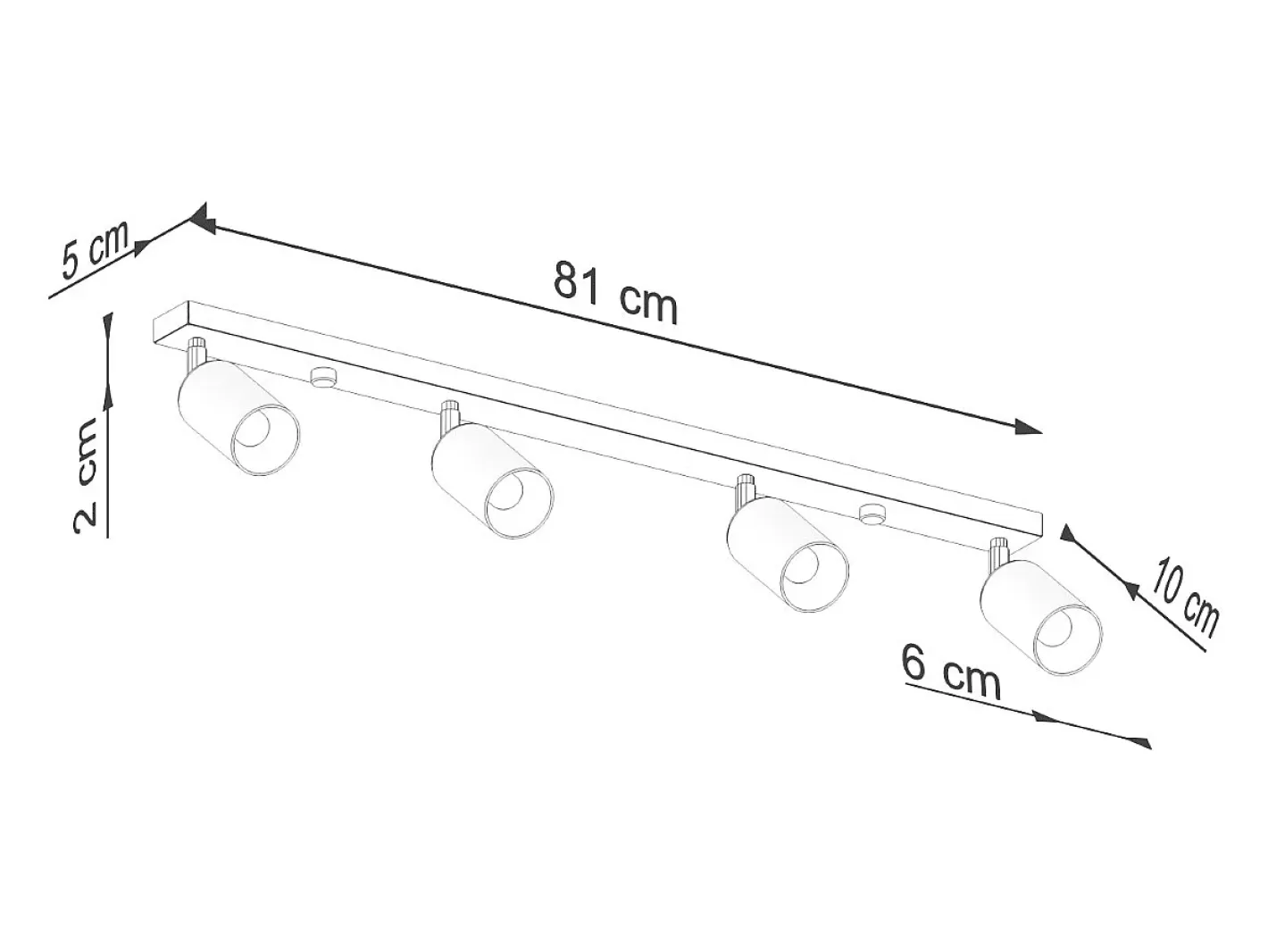 Sollux Lighting Plafón-Lámparas De Techo Winx Moderno De Acero - 4 Fuentes Luminosas - L.82 X A.18,5 Cm - Negro/Cobre Negro / Cobrizo