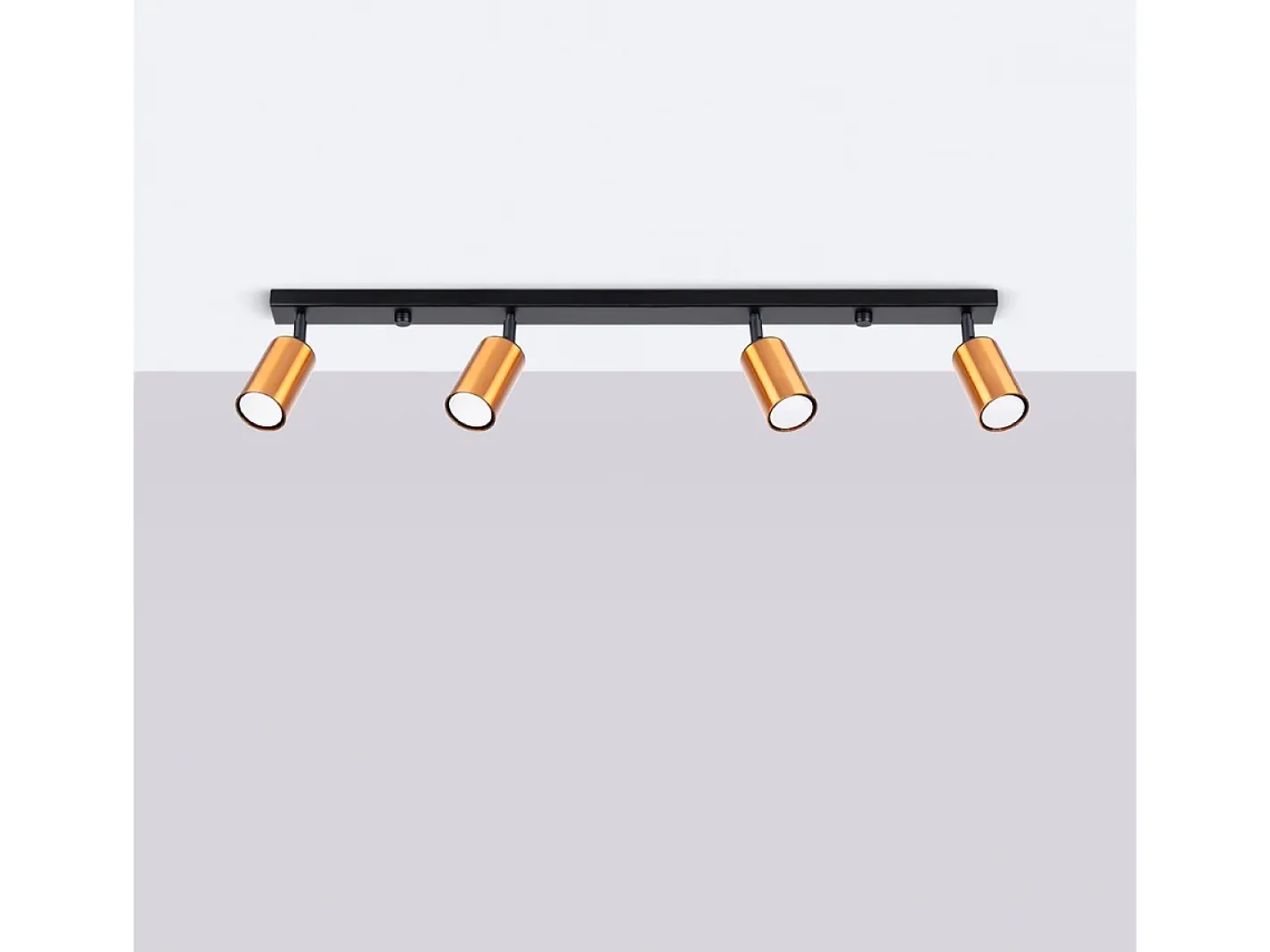 Sollux Lighting Plafón-Lámparas De Techo Winx Moderno De Acero - 4 Fuentes Luminosas - L.82 X A.18,5 Cm - Negro/Cobre Negro / Cobrizo