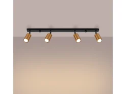Sollux Lighting Plafón-Lámparas De Techo Winx Moderno De Acero - 4 Fuentes Luminosas - L.82 X A.18,5 Cm - Negro/Cobre Negro / Cobrizo