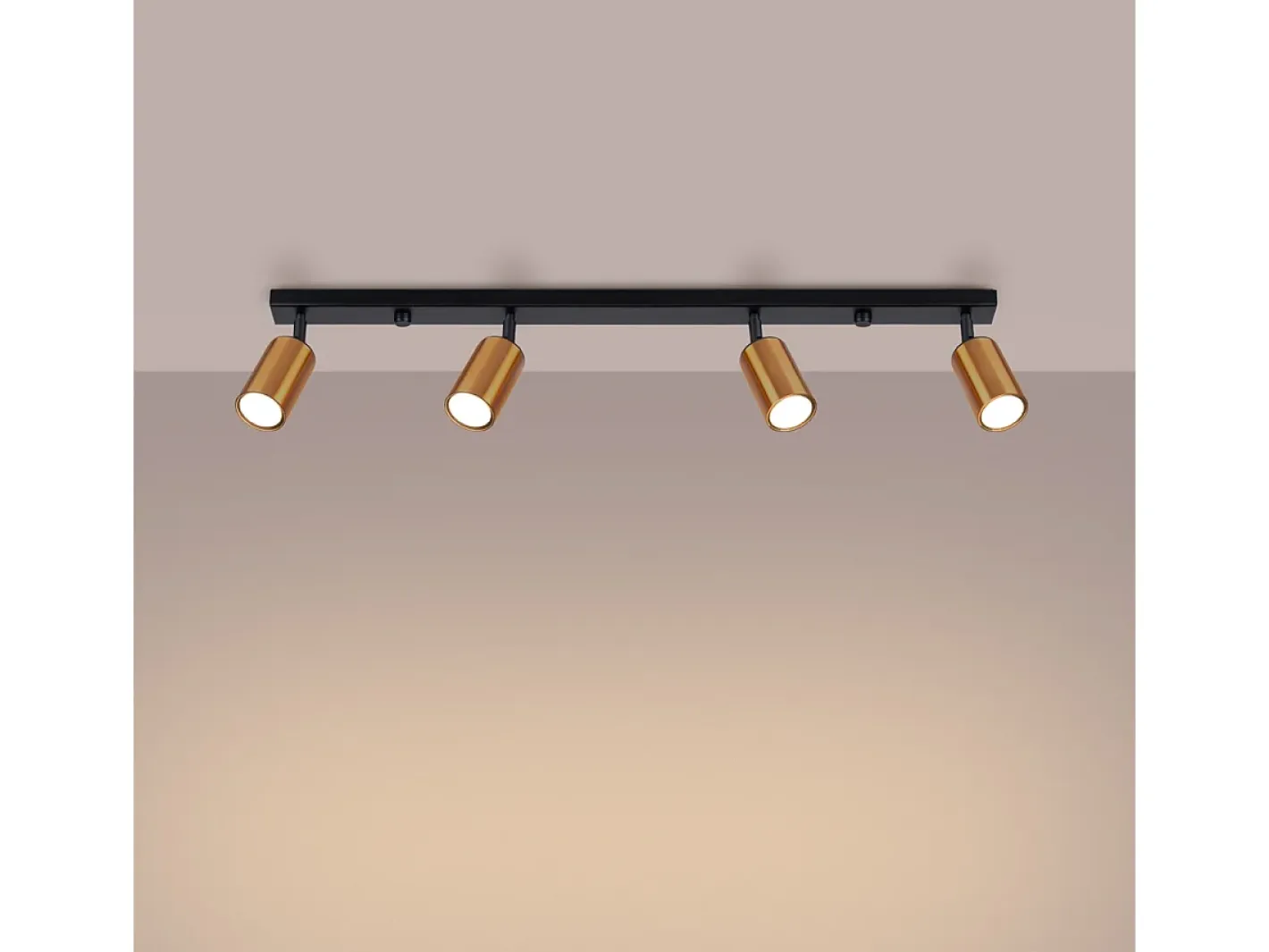 Sollux Lighting Plafón-Lámparas De Techo Winx Moderno De Acero - 4 Fuentes Luminosas - L.82 X A.18,5 Cm - Negro/Cobre Negro / Cobrizo