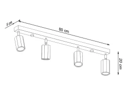 Sollux Lighting Lámparas de techo Xenor escandinavo de madera - 4 fuentes luminosas 3000K - L.80 x A.20 cm - roble Marru00f3n Discount