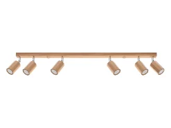 Clearance Sollux Lighting Lámparas de techo Xenor escandinavo de madera - 6 fuentes luminosas 4000K - L.120 x A.20 cm - roble Marru00f3n