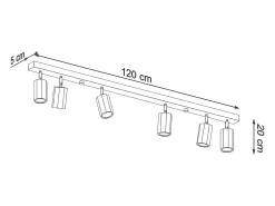 Clearance Sollux Lighting Lámparas de techo Xenor escandinavo de madera - 6 fuentes luminosas 4000K - L.120 x A.20 cm - roble Marru00f3n