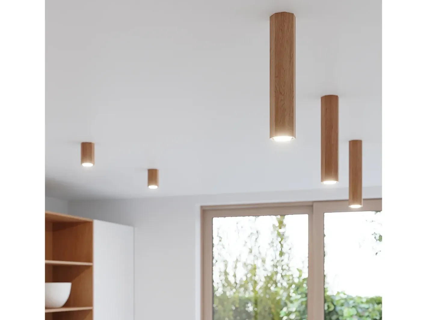 Sollux Lighting Plafón-Lámparas de techo Xenor escandinavo de madera - 2 fuentes luminosas 3000K - L.30 x A.20 cm - roble Marru00f3n