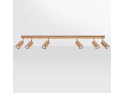 Best Sollux Lighting Lámparas de techo Xenor escandinavo de madera - 6 fuentes luminosas 3000K - L.120 x A.20 cm - roble Marru00f3n