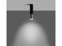 Sollux Lighting Plafón-Lámparas de techo Zarpex moderno de acero - 1 fuentes luminosas 4000K - L.6 x A.29 cm - /cromo Negro
