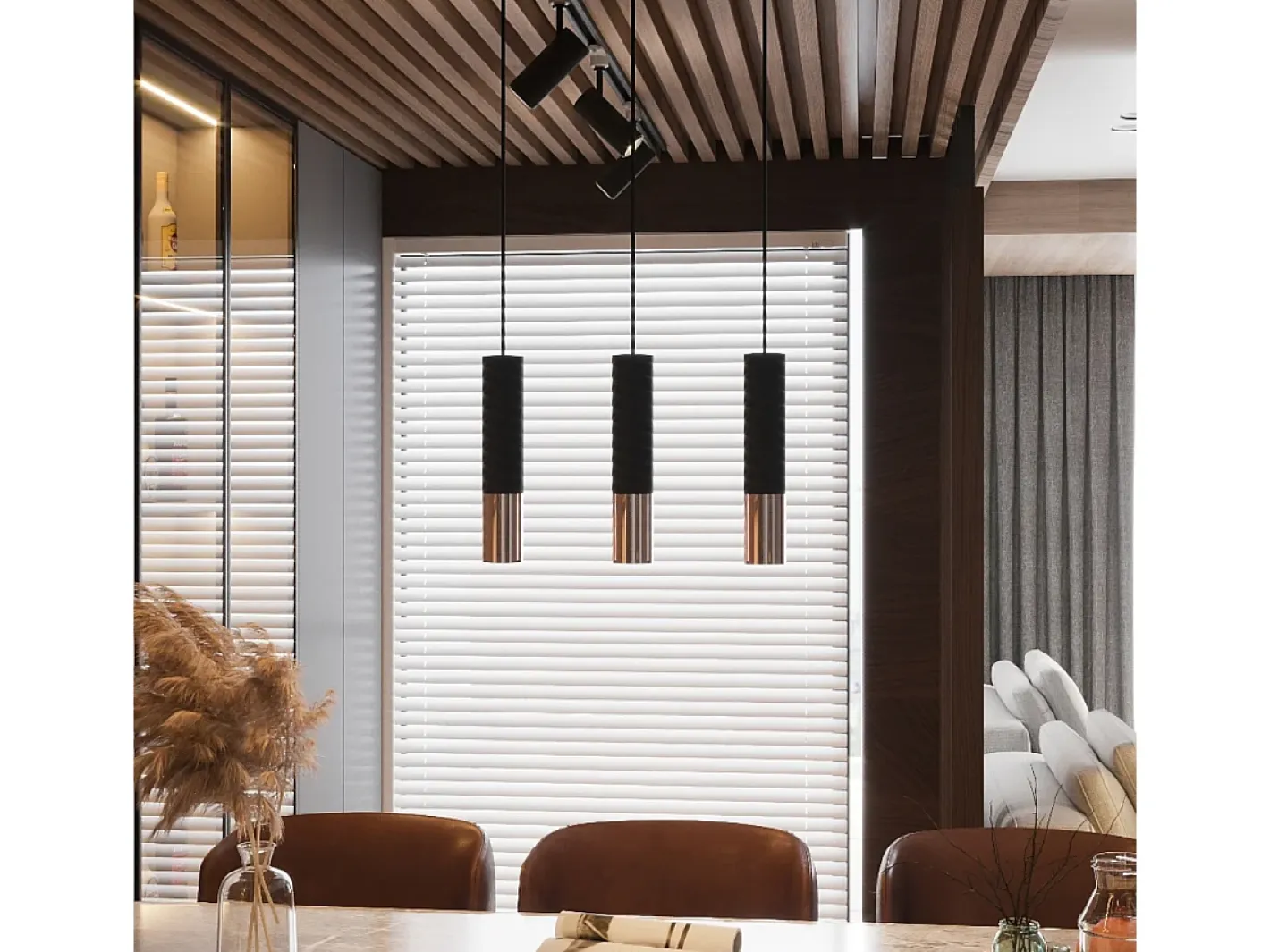 Sollux Lighting Plafón-Lámparas de techo Zarpex moderno de acero - 1 fuentes luminosas 3000K - L.6 x A.29 cm - /cobre Negro