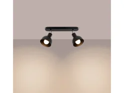 Sollux Lighting Plafón-Lámparas de techo Zenda desván de acero - 2 fuentes luminosas 4000K - L.47 x A.18,5 cm - Negro