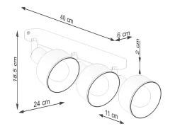 Sollux Lighting Lámparas de techo Zenda desván de acero - 3 fuentes luminosas 4000K - L.59 x A.18,5 cm - Negro New