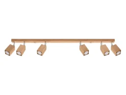 Best Sollux Lighting Lámparas de techo Zezu escandinavo de madera - 6 fuentes luminosas 3000K - L.120 x A.20 cm - roble Marru00f3n