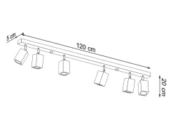 Best Sollux Lighting Lámparas de techo Zezu escandinavo de madera - 6 fuentes luminosas 3000K - L.120 x A.20 cm - roble Marru00f3n