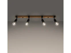 Clearance Sollux Lighting Lámparas De Techo Zuca Moderno De Acero/Madera - 4 Fuentes Luminosas - L.89 X A.14 Cm - Madera Negra Negro