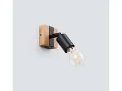 Sollux Lighting Plafón-Lámparas De Techo Zuca Moderno De Acero/Madera - 1 Fuentes Luminosas - L.14 X A.11 Cm - Madera Negra Negro