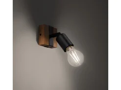 Sollux Lighting Plafón-Lámparas De Techo Zuca Moderno De Acero/Madera - 1 Fuentes Luminosas - L.14 X A.11 Cm - Madera Negra Negro