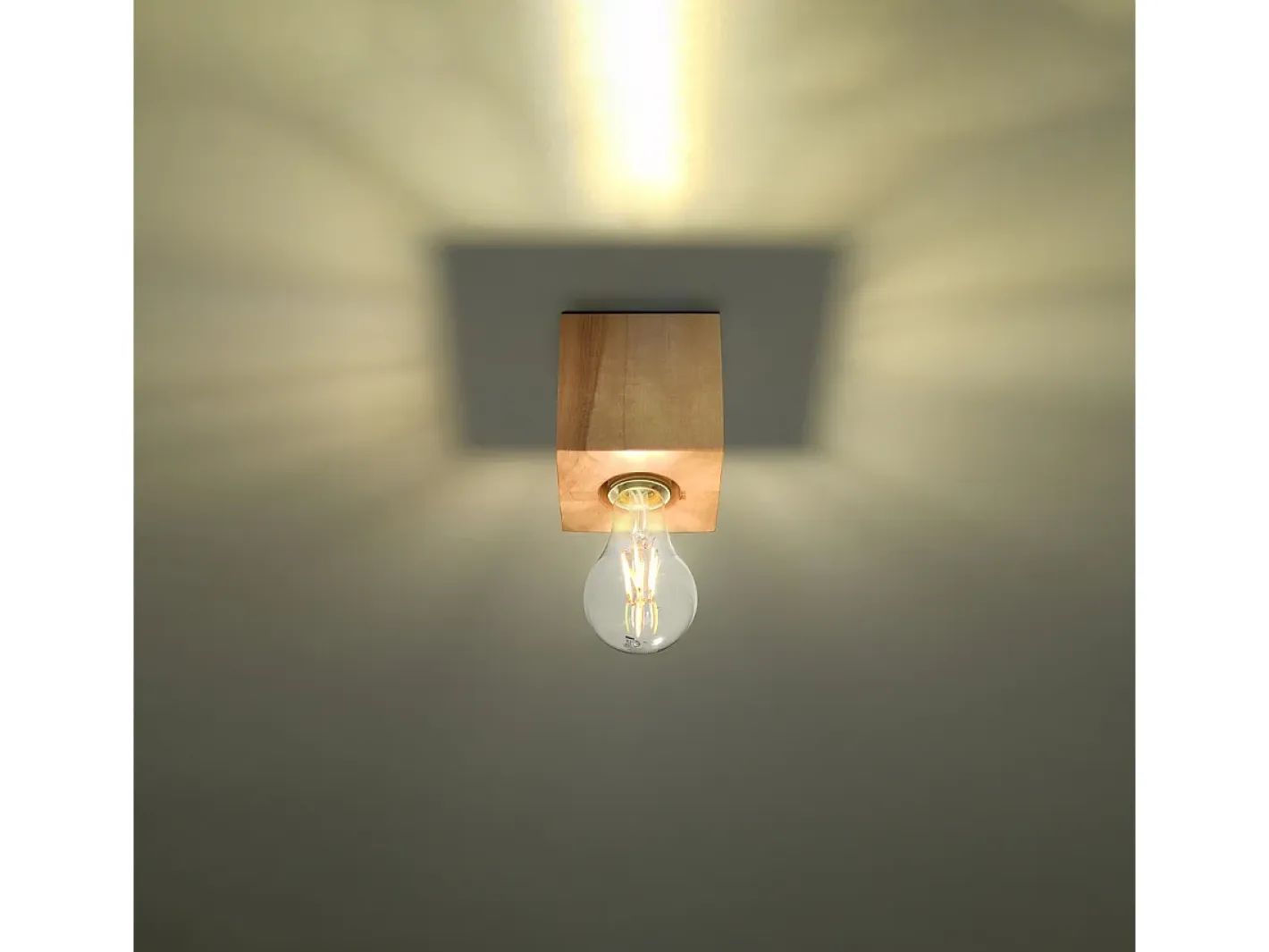 Sollux Lighting Plafón-Lámparas de techo Zxina escandinavo de madera - 1 fuentes luminosas 4000K - L.10 x A.10 cm - madera natural Color natural claro