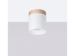 Sollux Lighting Plafón-Lámparas de techo Zyn escandinavo de madera/aluminio - 1 fuentes luminosas 3000K - L.12 x A.14 cm - /madera natural Blanco