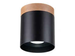 Sollux Lighting Lámparas de techo Zyn escandinavo de madera/aluminio - 1 fuentes luminosas 4000K - L.12 x A.14 cm - /madera natural Negro