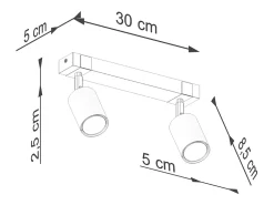 Sollux Lighting Lámpara Suspendida-Lámparas de techo Zynelix escandinavo de acero/madera natural - 2 fuentes luminosas 4000K - L.38 x A.17,2 cm - /madera natural Negro