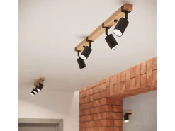 Sollux Lighting Lámparas de techo Zynelix escandinavo de acero/madera natural - 3 fuentes luminosas 3000K - L.54 x A.17,2 cm - /madera natural Negro Sale