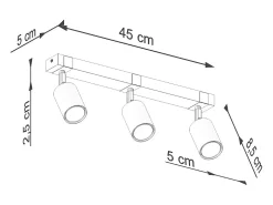 Sollux Lighting Lámparas de techo Zynelix escandinavo de acero/madera natural - 3 fuentes luminosas 3000K - L.54 x A.17,2 cm - /madera natural Negro Sale