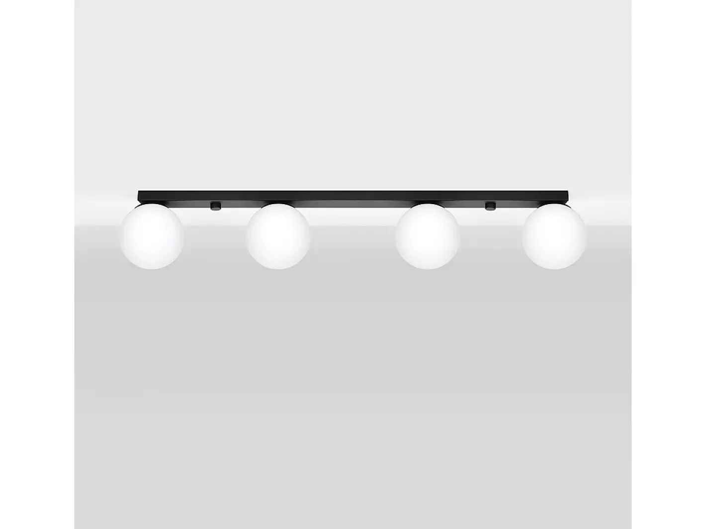 Best Sollux Lighting Lámparas de techo Zynfi moderno de acero/vidrio - 4 fuentes luminosas 3000K - L.88 x A.14,5 cm - Negro