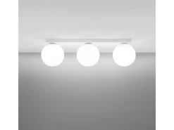 Sollux Lighting Plafón-Lámparas de techo Zynfi moderno de acero/vidrio - 3 fuentes luminosas 4000K - L.50 x A.14,5 cm - Blanco