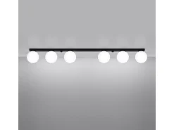 Outlet Sollux Lighting Lámparas de techo Zynfi moderno de acero/vidrio - 6 fuentes luminosas 4000K - L.120 x A.14,5 cm - Negro