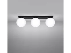Sollux Lighting Lámparas de techo Zynfi moderno de acero/vidrio - 3 fuentes luminosas 4000K - L.50 x A.14,5 cm - Negro Hot