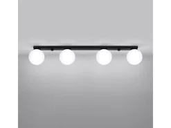 Online Sollux Lighting Lámparas de techo Zynfi moderno de acero/vidrio - 4 fuentes luminosas 4000K - L.88 x A.14,5 cm - Negro