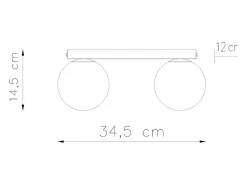Sollux Lighting Plafón-Lámparas de techo Zynfi moderno de acero/vidrio - 2 fuentes luminosas 4000K - L.34,5 x A.14,5 cm - Blanco