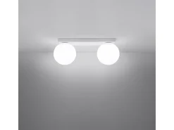 Sollux Lighting Plafón-Lámparas de techo Zynfi moderno de acero/vidrio - 2 fuentes luminosas 4000K - L.34,5 x A.14,5 cm - Blanco