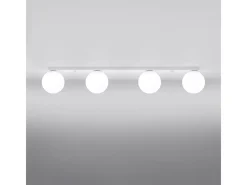 Sollux Lighting Plafón-Lámparas de techo Zynfi moderno de acero/vidrio - 4 fuentes luminosas 4000K - L.88 x A.14,5 cm - Blanco
