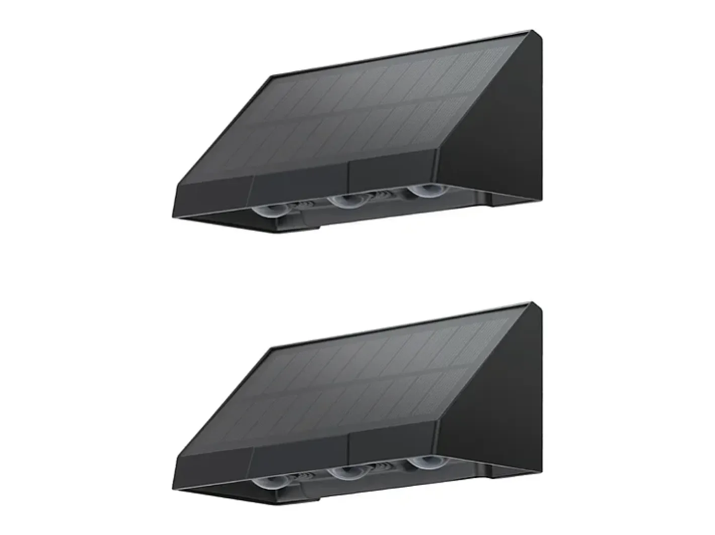 NETTLIFE Iluminación Exterior-Lámparas solares para exteriores - 2 apliques solares LED de pared para exteriores, 3000 K, blanco cálido Negro
