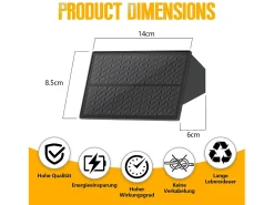 NETTLIFE Lámparas solares para exteriores - 4 apliques solares de pared para exteriores, luz blanca cálida Negro Hot