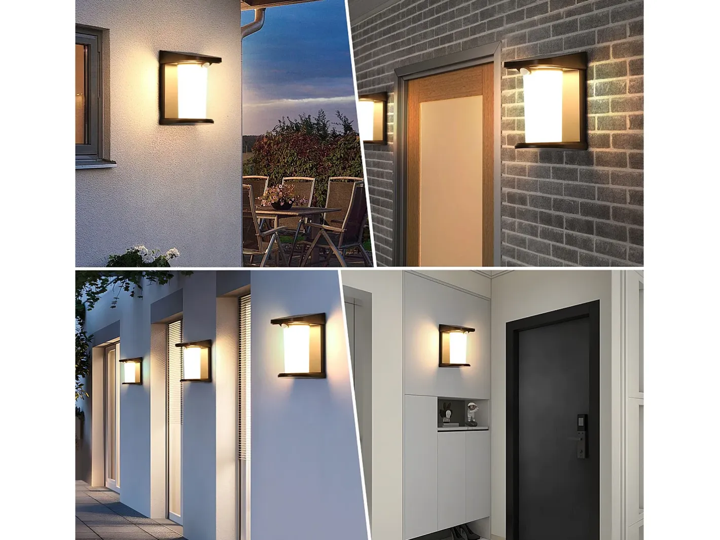 New NETTLIFE Lámparas solares para exteriores con sensor de movimiento - Lámpara solar de pared para exteriores 2 modos, impermeable 3000 K, blanco cálido Negro