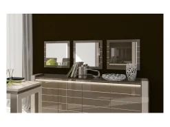 Meublorama Espejo De Pared|Espejo-Lote de 3 espejos cuadrados LINA capuchino y crema - 60 cm Blanco