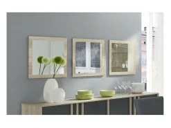 Meublorama Lote de 3 espejos MALMO color sonoma 60x60x3 Marru00f3n Discount