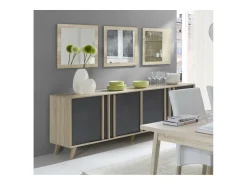 Meublorama Lote de 3 espejos MALMO color sonoma 60x60x3 Marru00f3n Discount