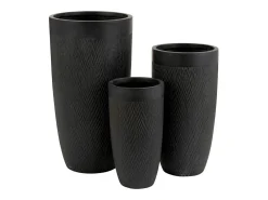 J-Line Jarrón-Lote de 3 macetas altas de arcilla negra H.46 a 72 cm Negro