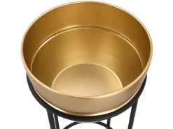 Hot OZAIA Lote de 2 maceteros de metal con soporte - D. 25 cm y D. 30 cm - Dorado y negro - NABA Negro / Dorado