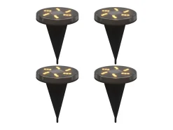Luces solares suelo jardín con picos tierra blanco cálido 4 uds ES795530 Negro Clearance