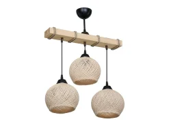 marque Luminaria Colgante Fiona E27 Natural 50x20x63 Cm Con Tres Bombillas 60W Crema Online
