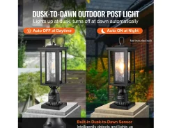Outlet Luminarias Exteriores SucceBuy, Paquete de 2, Dusk to Dawn de 45cm para Montaje en Pilar Negro