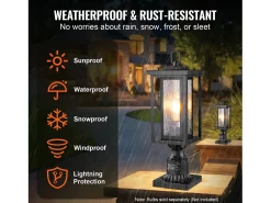 Outlet Luminarias Exteriores SucceBuy, Paquete de 2, Dusk to Dawn de 45cm para Montaje en Pilar Negro