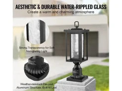 Outlet Luminarias Exteriores SucceBuy, Paquete de 2, Dusk to Dawn de 45cm para Montaje en Pilar Negro