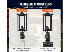 Outlet Luminarias Exteriores SucceBuy, Paquete de 2, Dusk to Dawn de 45cm para Montaje en Pilar Negro