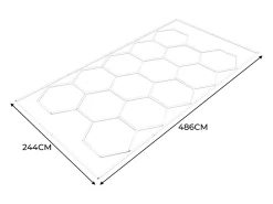 Monstershop Plafón-Luz LED hexagonal 14 luces y borde Detalle del coche Garaje Taller Gimnasio Panal Blanco